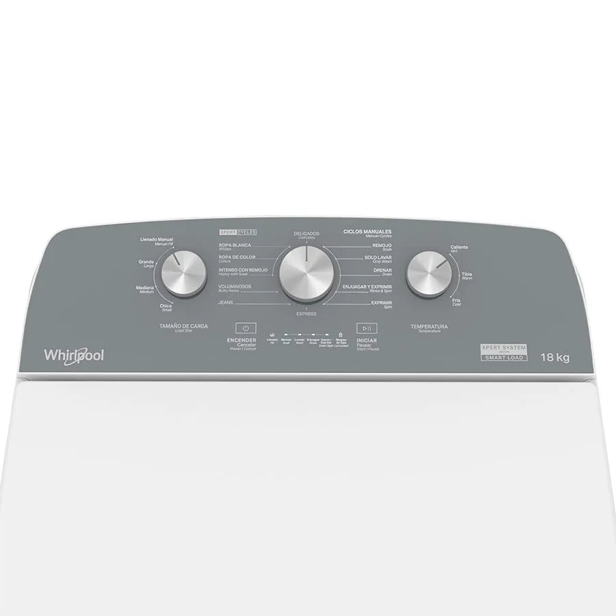 WHIRLPOOL LAVADORA 18 KGS CON AGITADORACERO INOX. 8MWTW1813MJM